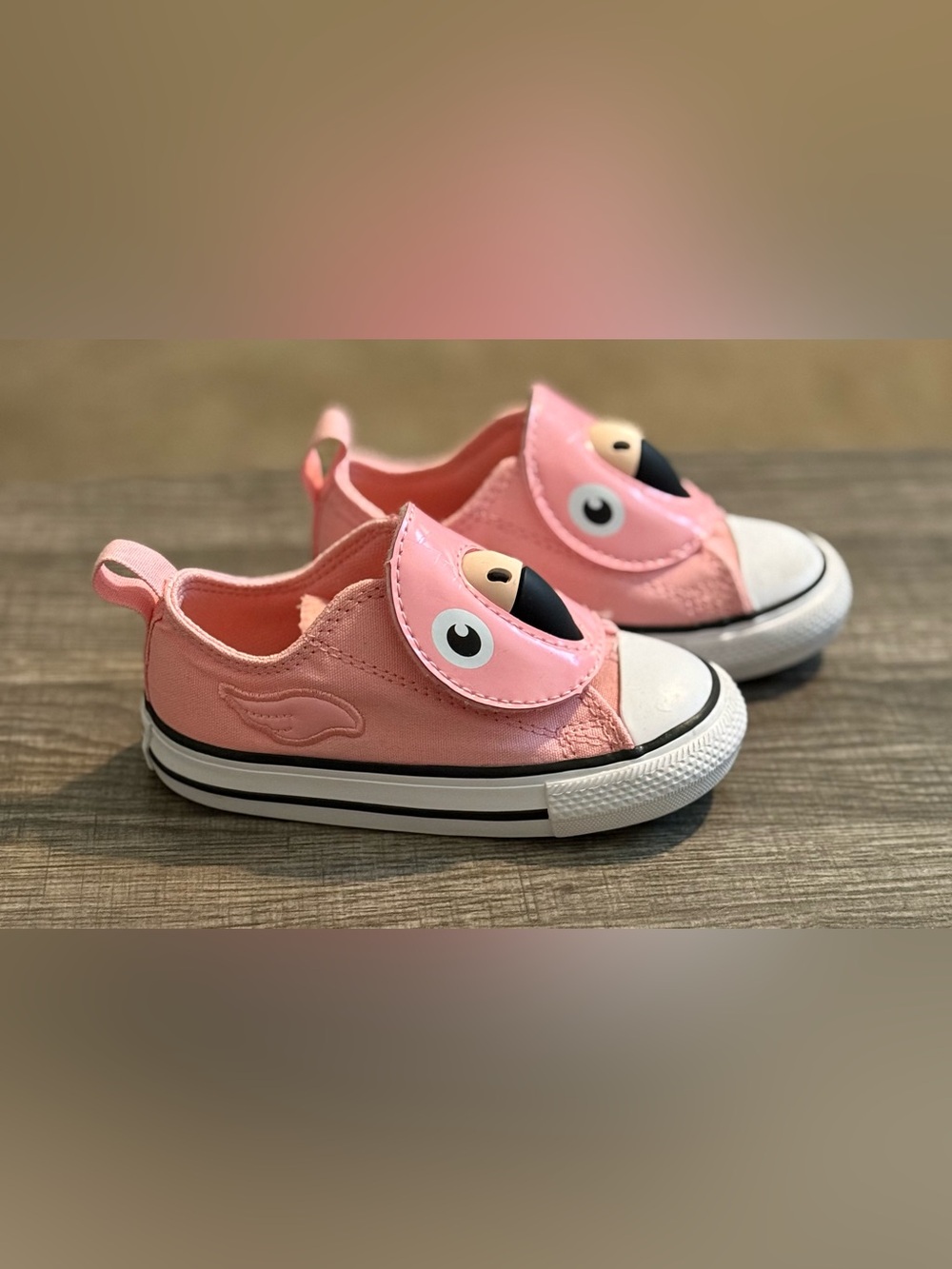 Converse Kids Pink Slip-On Sneakers with Flamingo Face